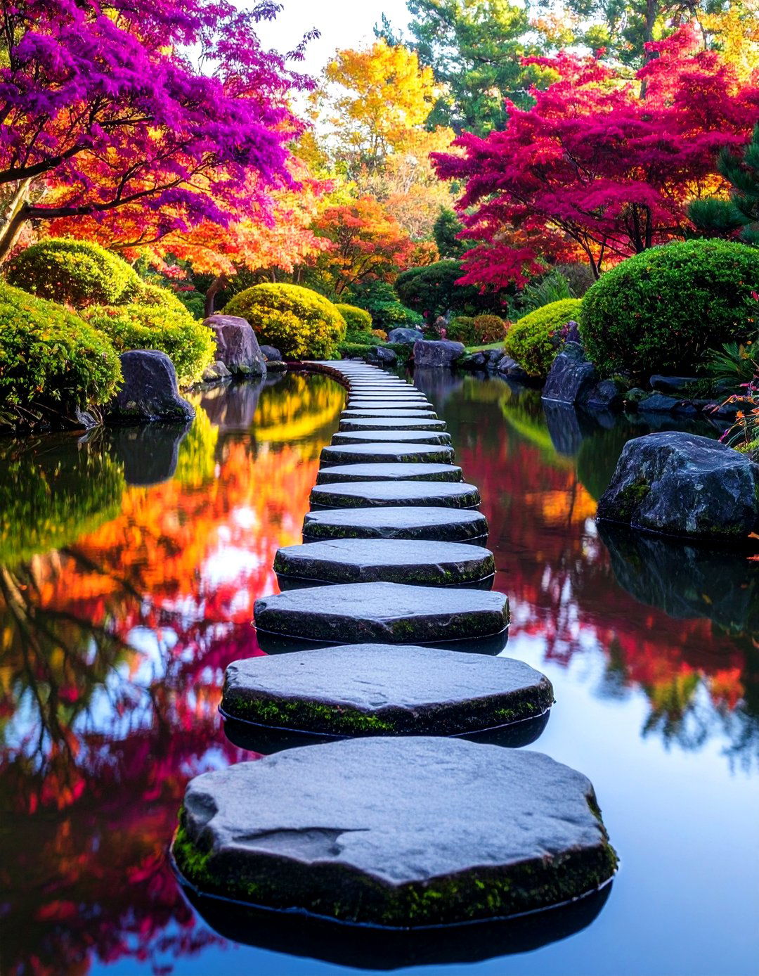 Stepping Stones Over Water Features - 20 Stepping Stone Walkway Ideas