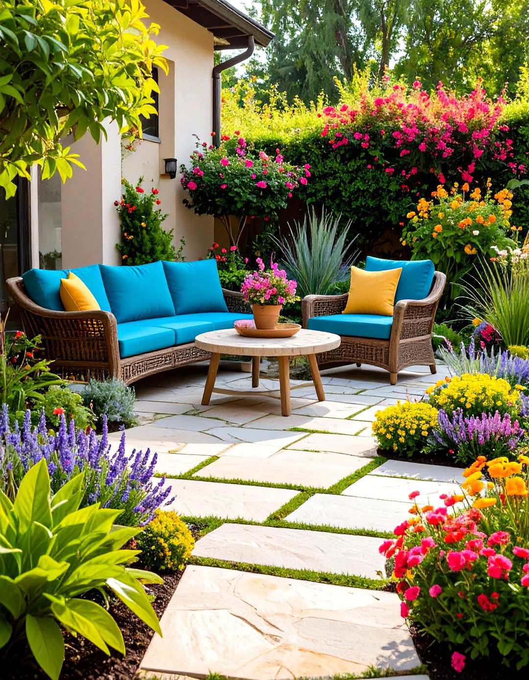 Stepstone Paver Patio with Integrated Landscape Flow - 20 Paver Patio Ideas