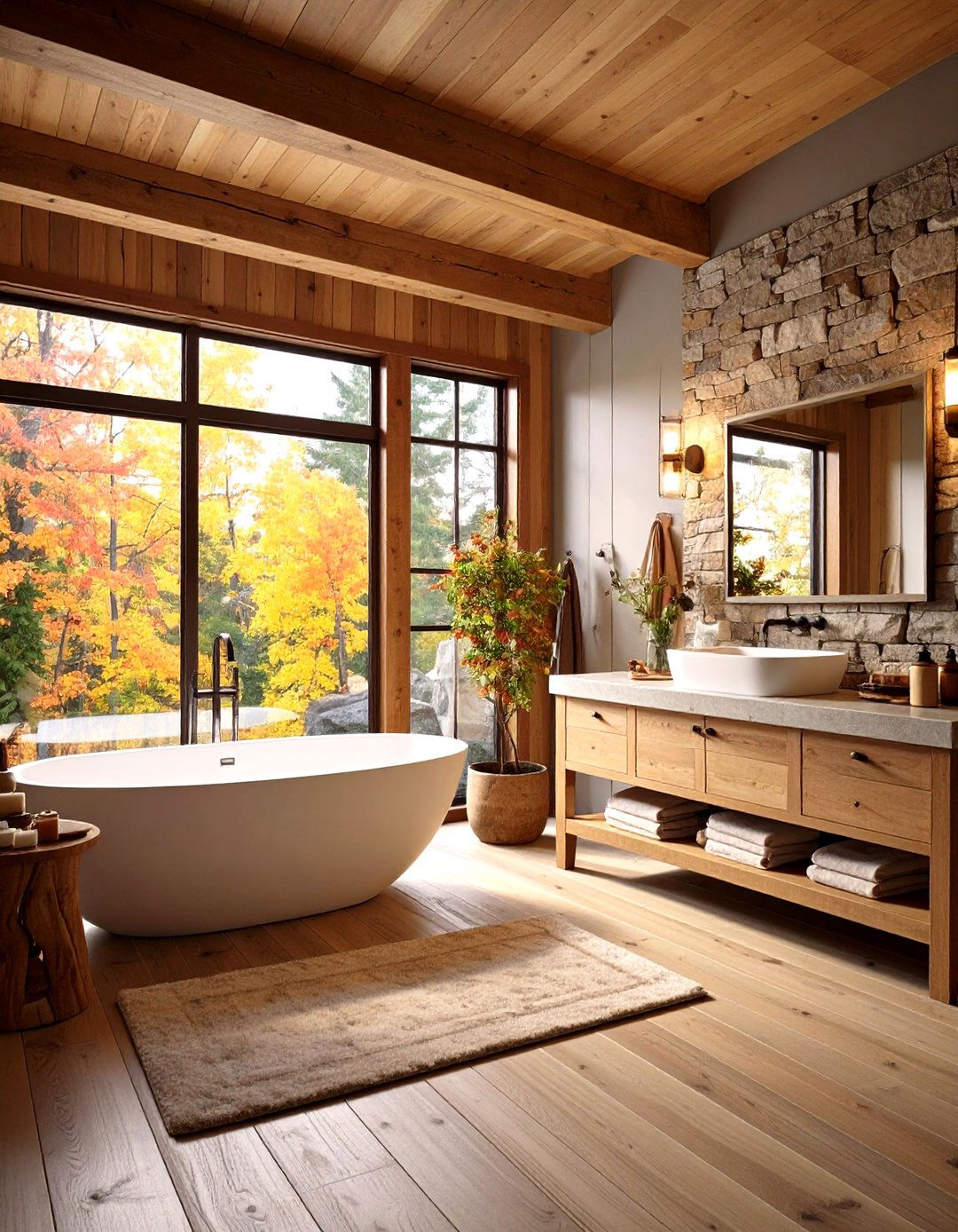 Stone Accent Modern Farmhouse Bathroom - 20 Modern Farmhouse Bathroom Ideas