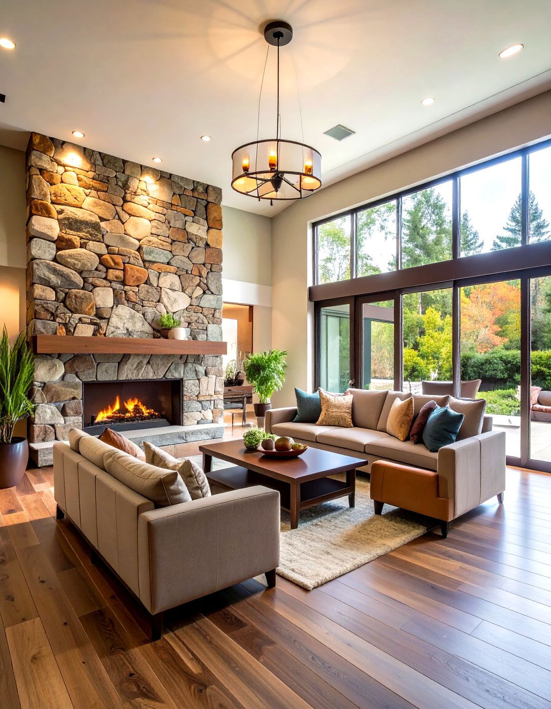 Stone Accent Wall Feature Installation - 20 Rustic Wall Decor Ideas