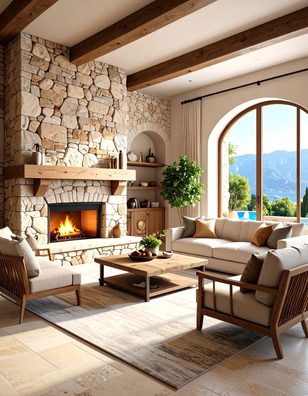 Stone Centered Mediterranean Interior Design - 20 Mediterranean Interior Design Ideas