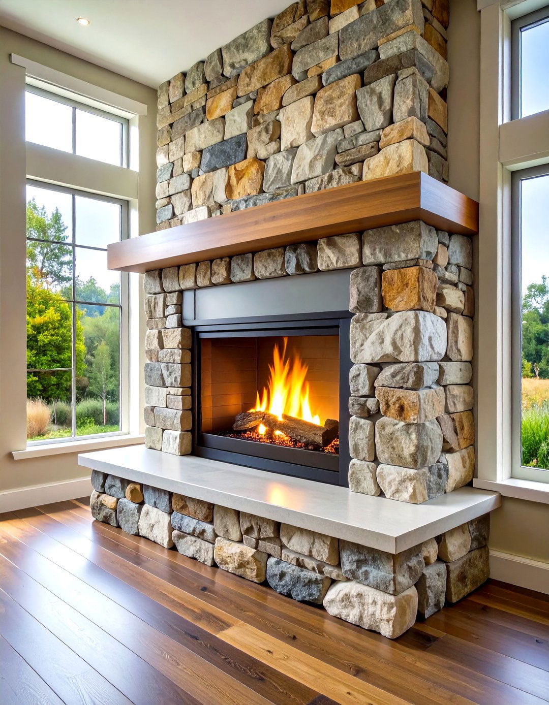 Stone Clad Hearth - 20 Scandinavian Fireplace Ideas
