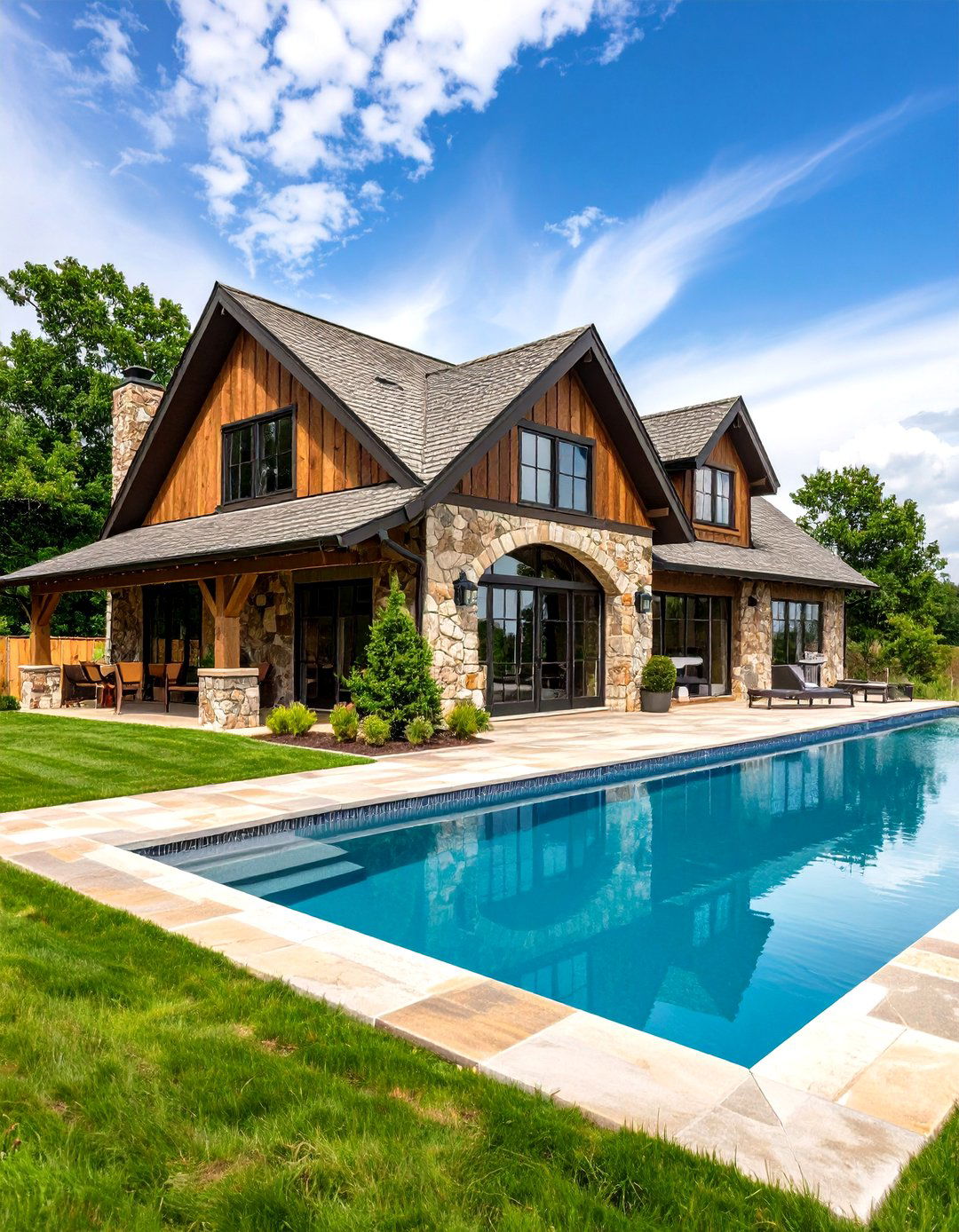 Stone Cottage Rustic Pool House - 20 Rustic Pool House Ideas