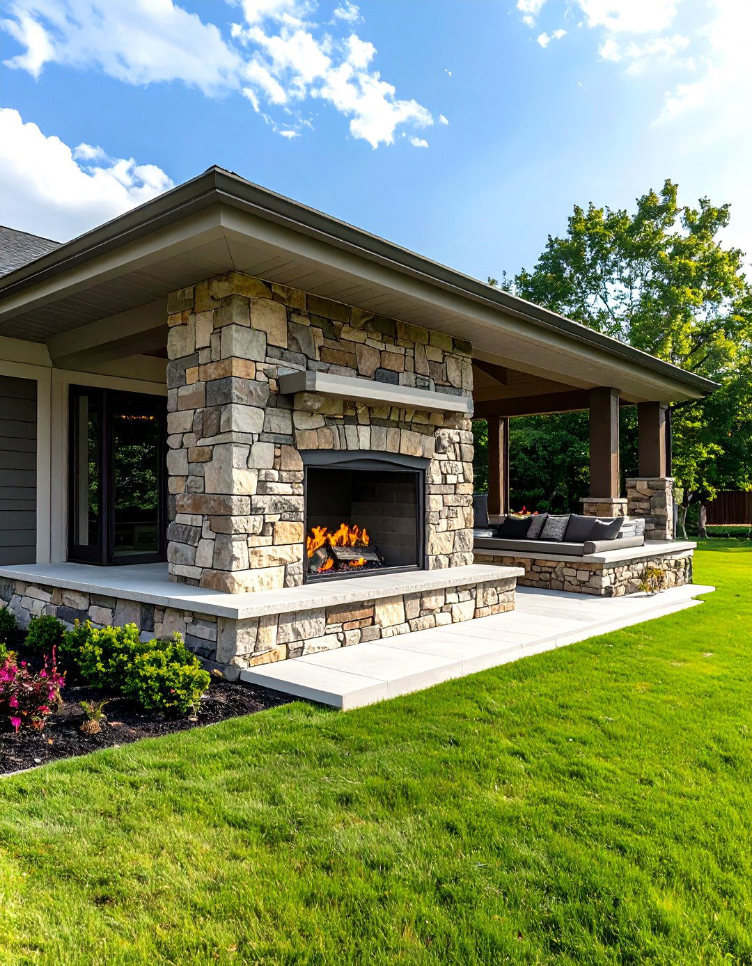 Stone Fireplace Outdoor Accent - 20 Stone Exterior Home Ideas