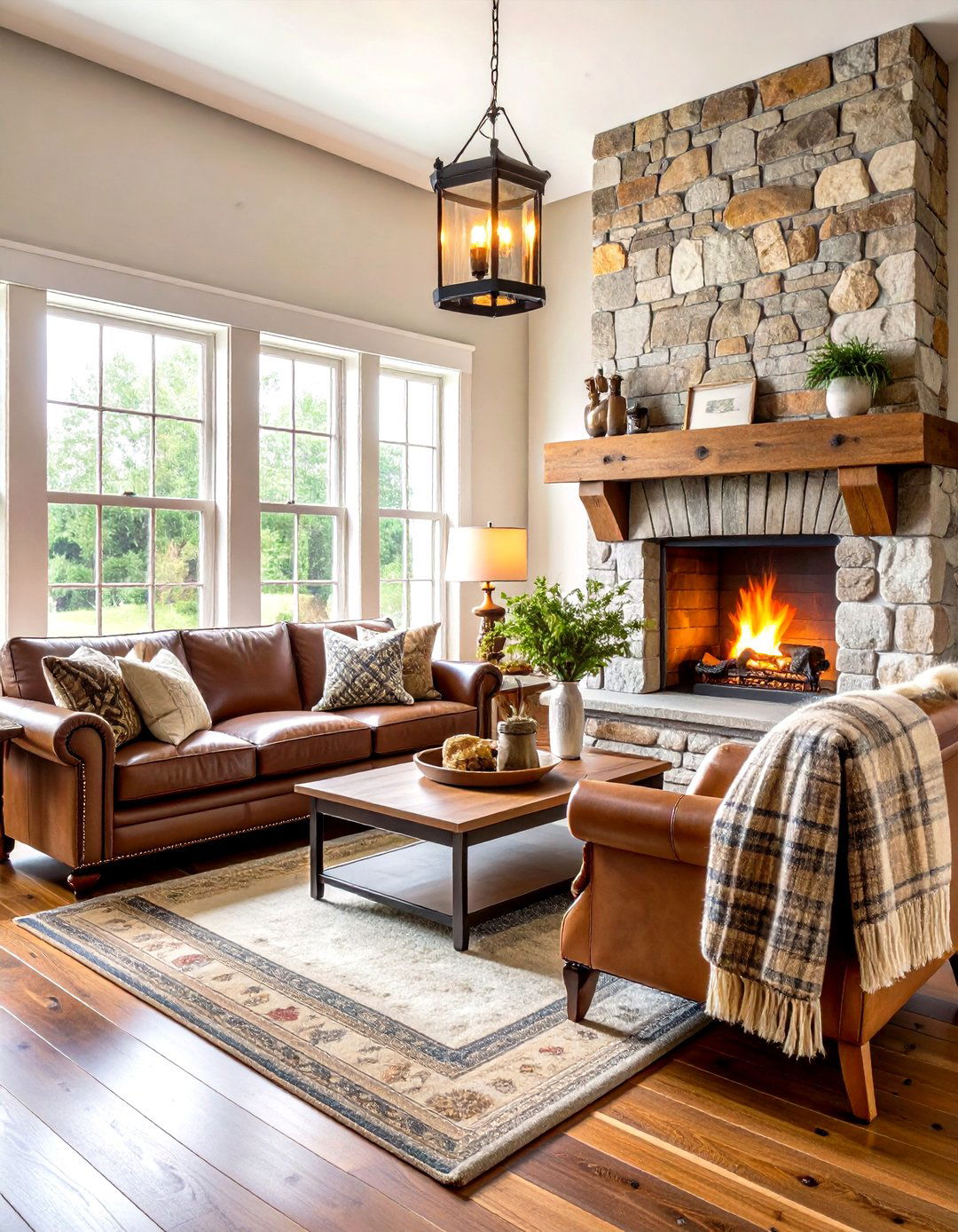Stone Fireplace Rustic Living Room - 20 Rustic Living Room Ideas