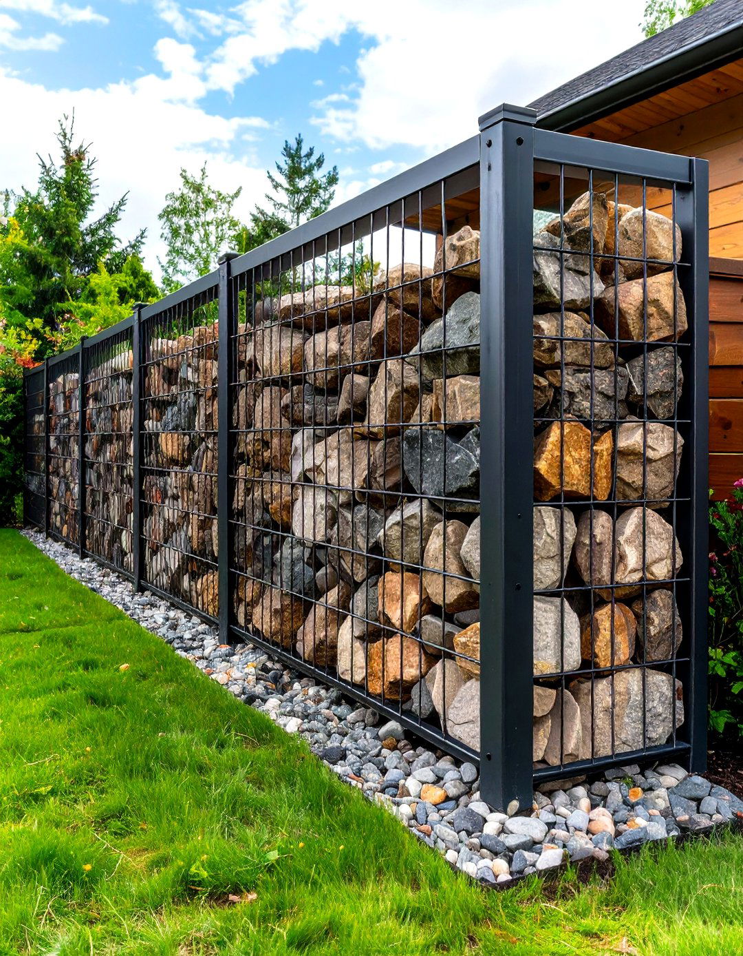Stone Gabion Privacy Walls as Cheap Ways to Block Neighbors View - 20 Ideas Cheap Ways to Block Neighbors View