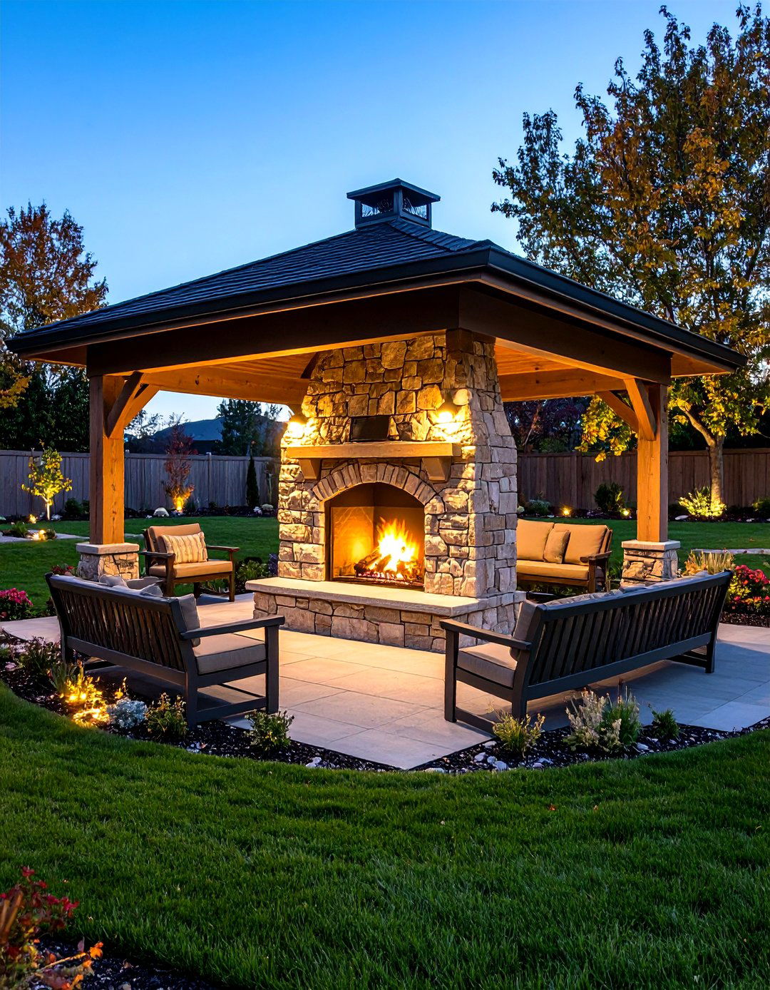 Stone Hearth Gazebo as a Garden Anchor - 20 Gazebo With Fireplace