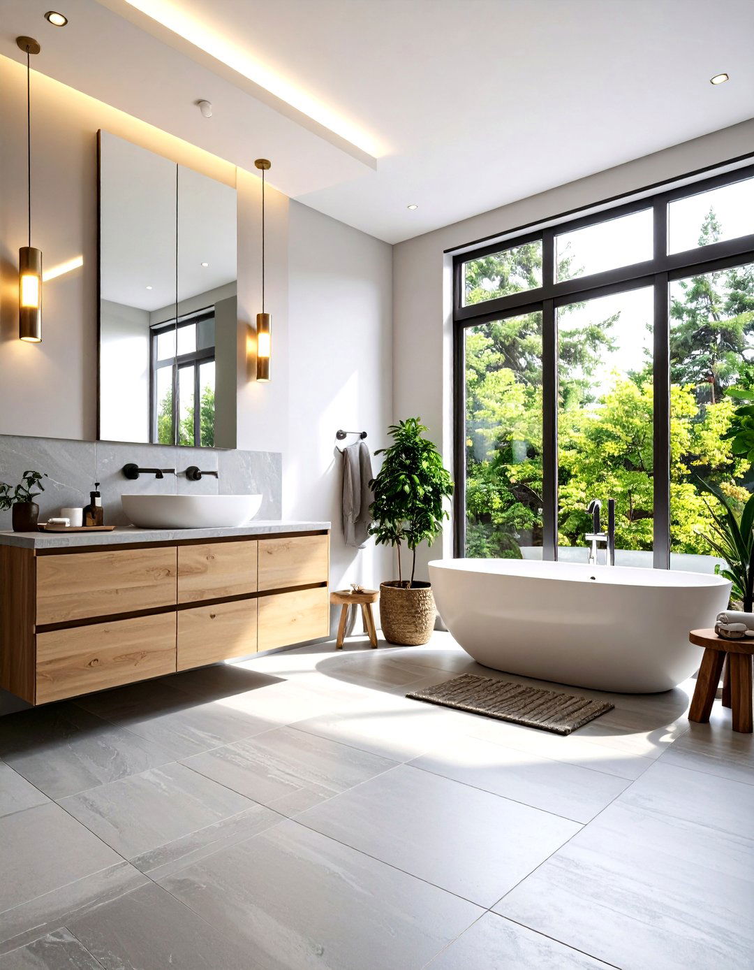 Stone Look Anti Slip Grey Tiles for Family Safety - 20 Grey Tile Bathroom Ideas