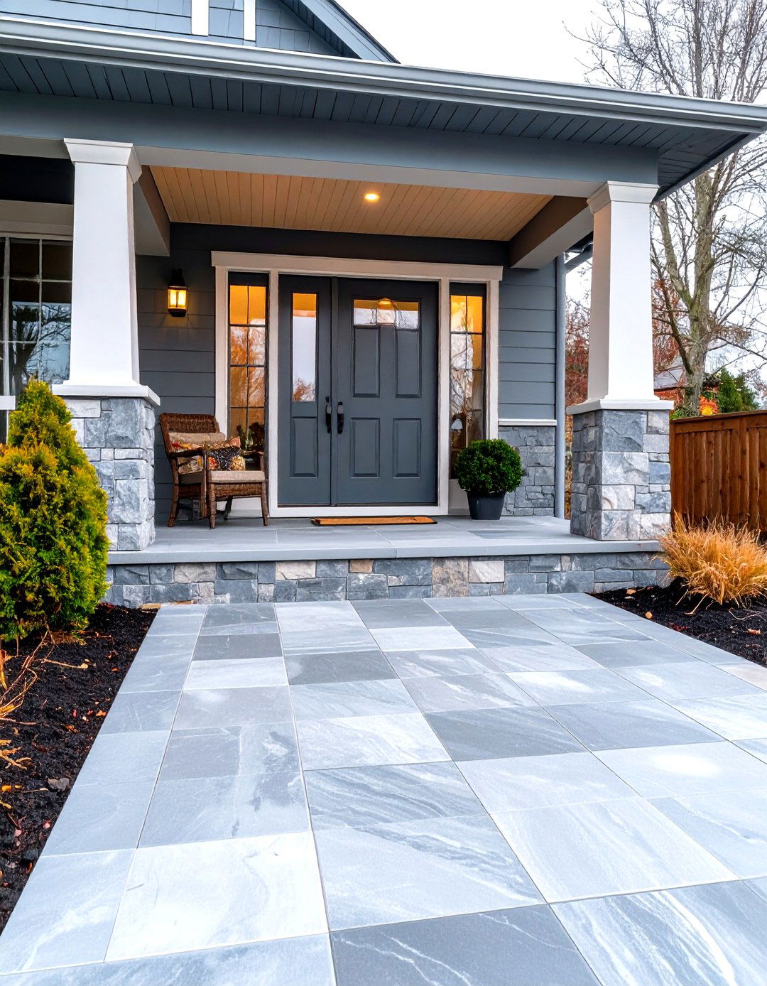 Stone Look Frost Proof Porcelain Front Porch Tile Endurance - 20 Front Porch Tile Ideas
