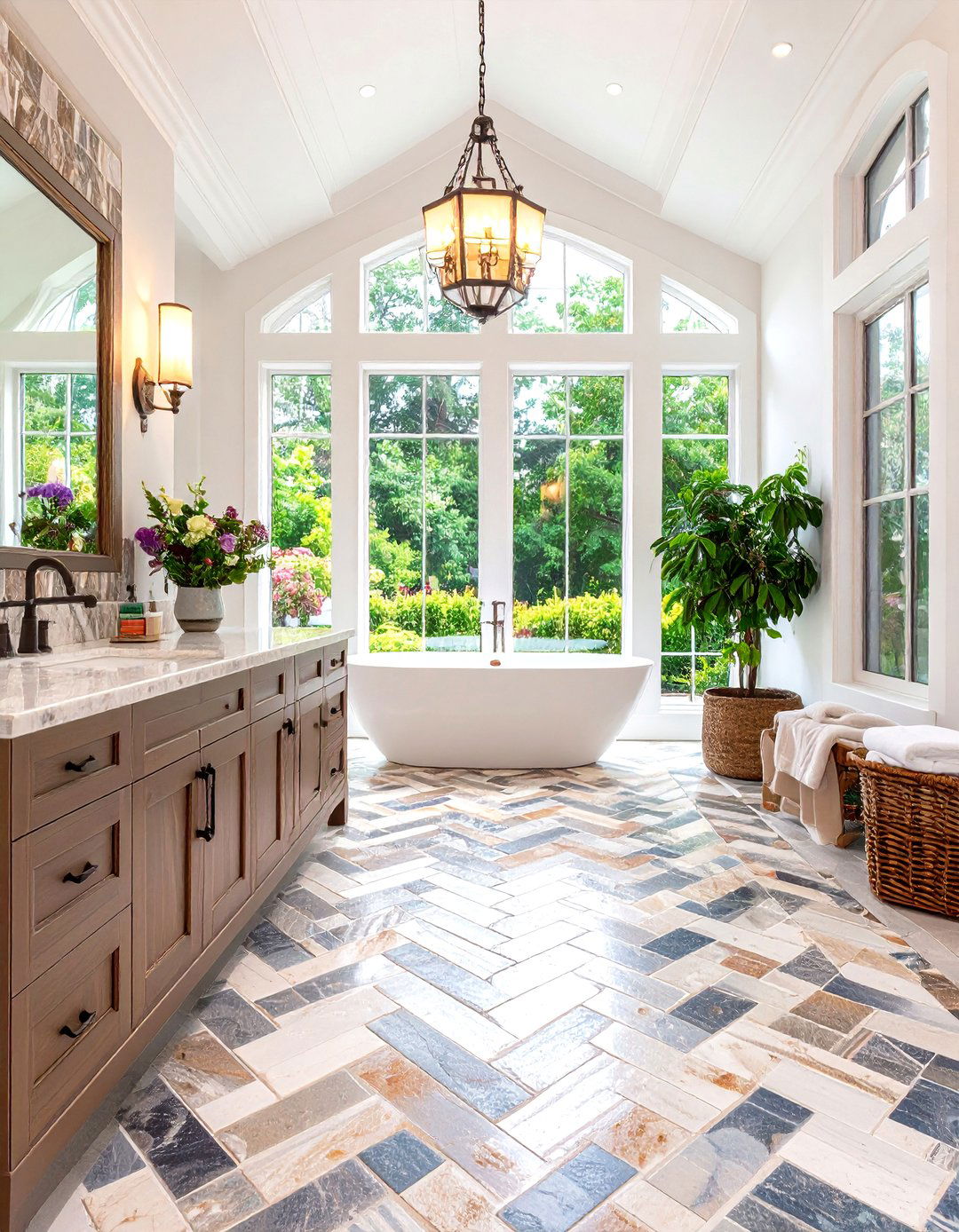 Stone Mosaic Backsplash - 20 Stone Bathroom Ideas