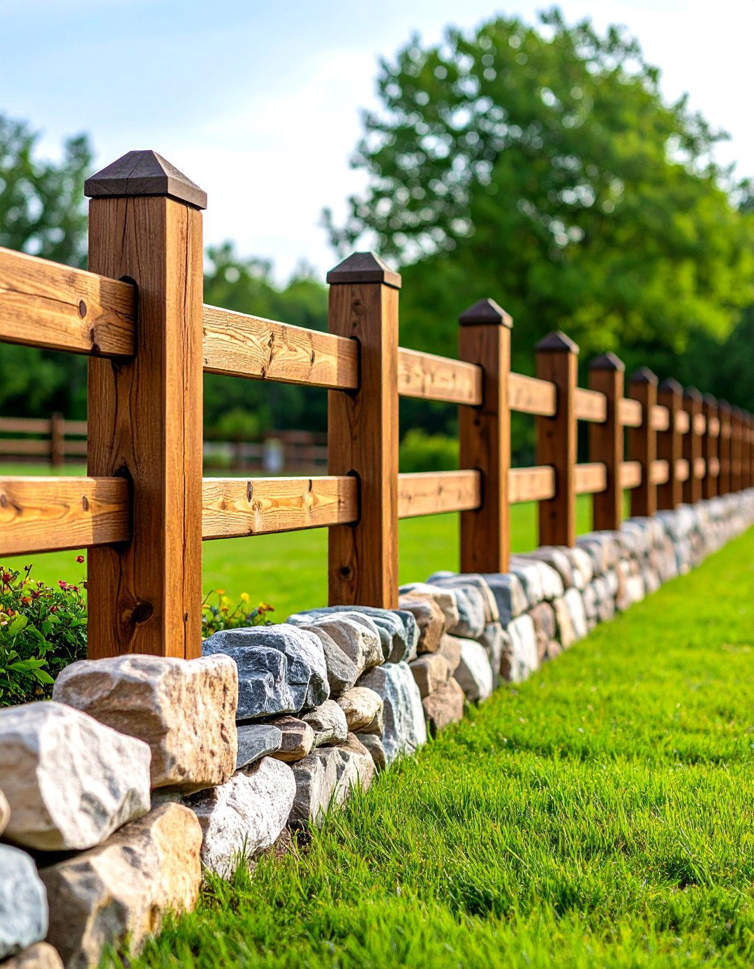 Stone Pier Accents - 20 Split Rail Fence Ideas