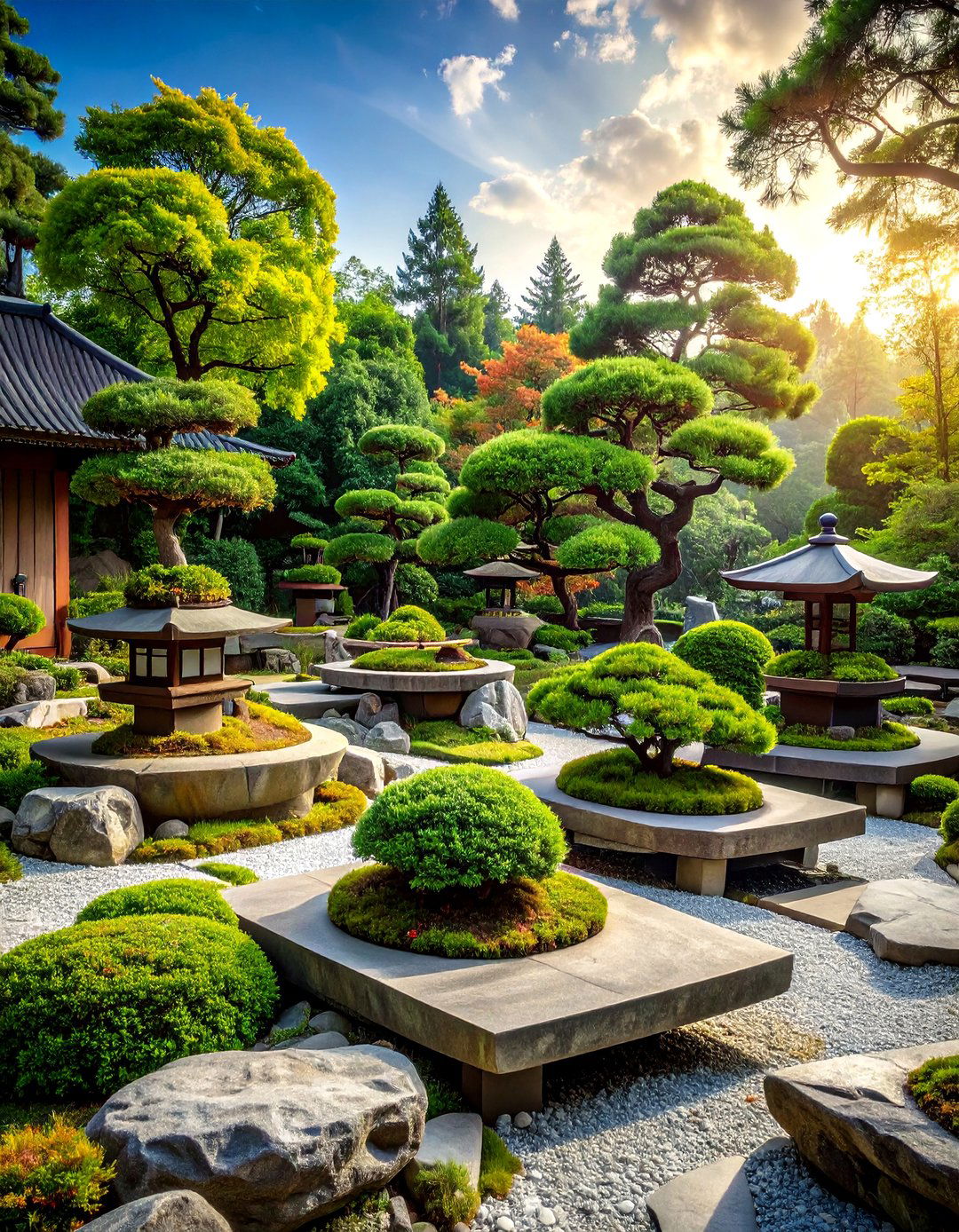 Stone Platform Bonsai Garden - 20 Bonsai Garden Ideas