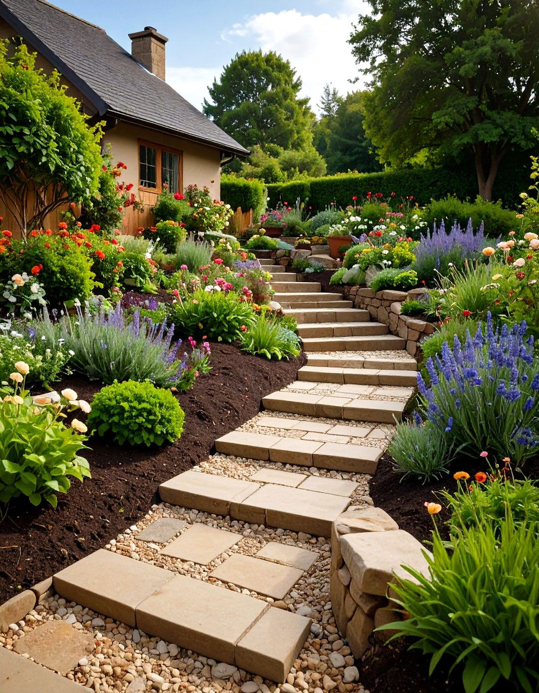 Stone Retained Terraced Garden Levels for Rock Solid Stability - 20 Hillside Terraced Garden Ideas