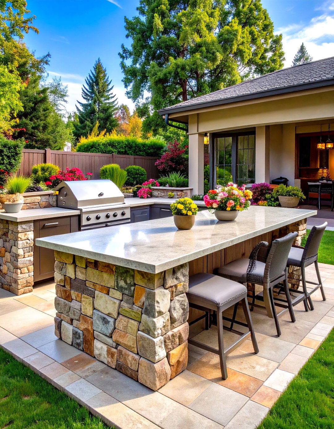 Stone Veneer Outdoor Kitchen Island - 20 Outdoor Kitchen Island Ideas