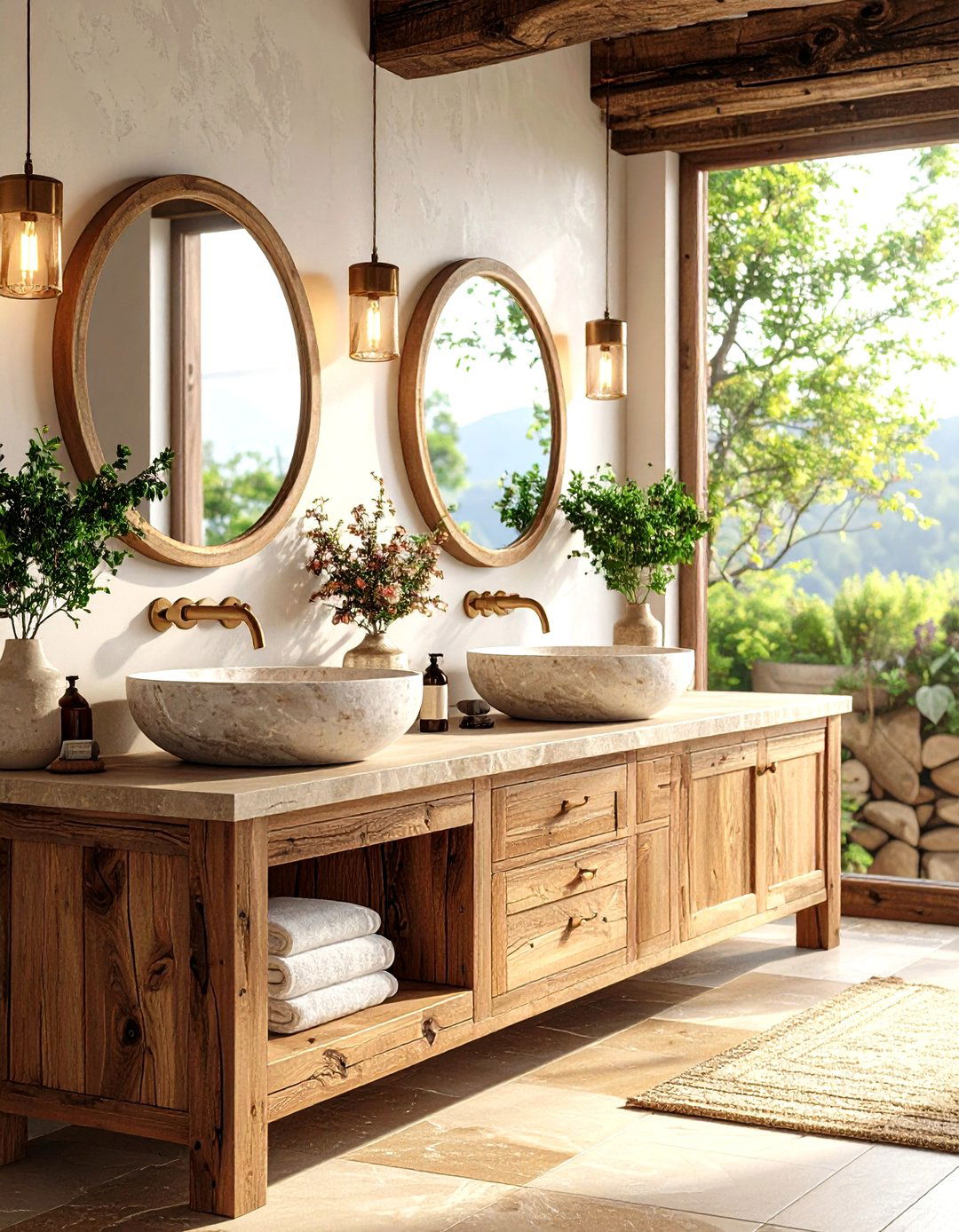 Stone Vessel Sinks for Organic Bathroom Appeal - 20 Cozy Bathroom Ideas
