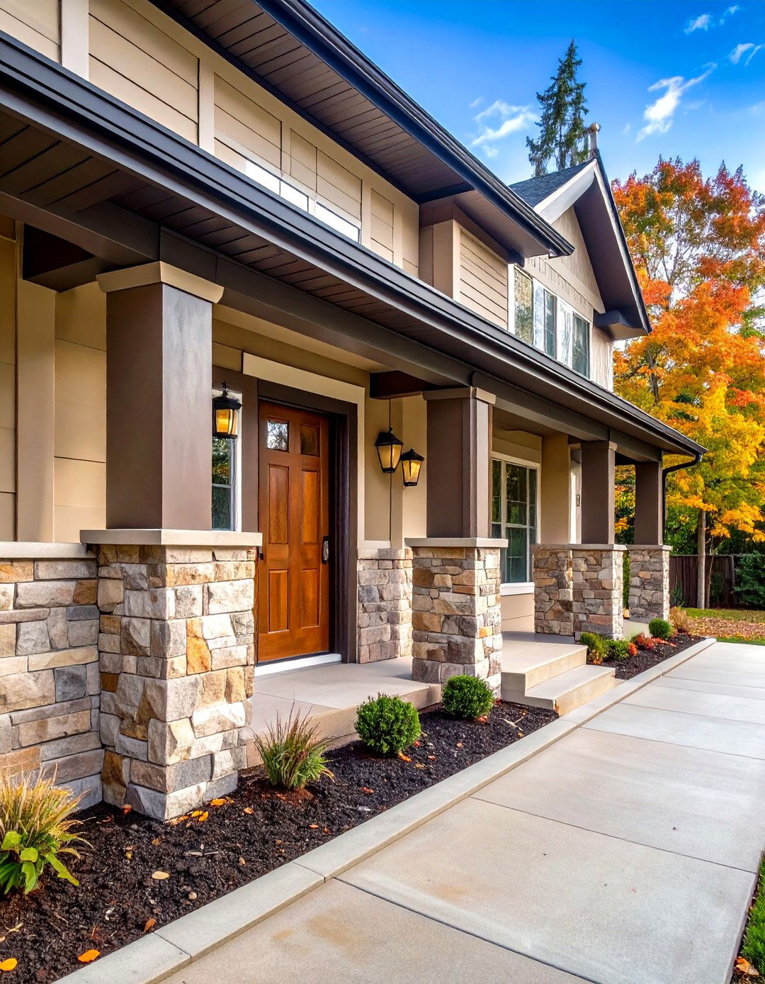 Stone Wainscoting at Entrance - 20 Stone Exterior Home Ideas