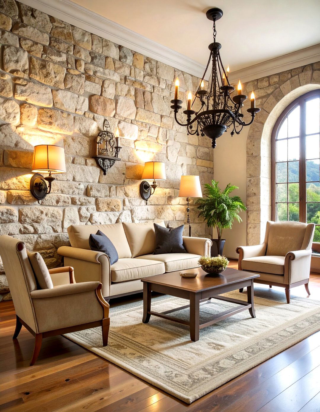Stone Wall Castle Living Room Fortress - 20 Castle Living Room Ideas
