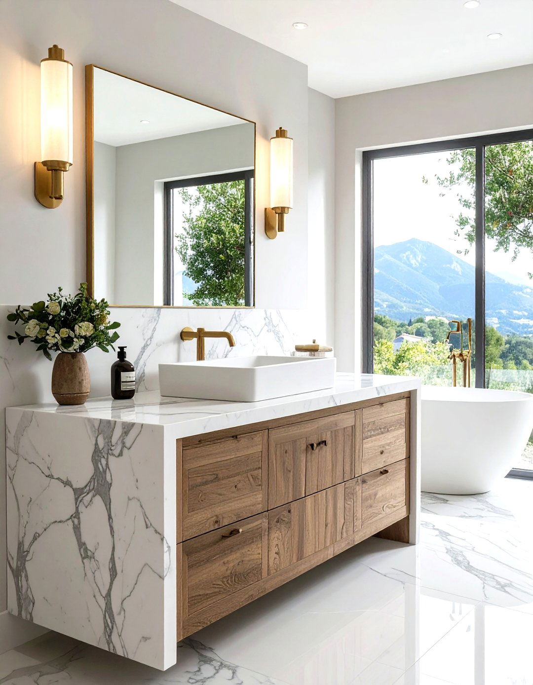 Stone and Marble Countertops - 20 Tuscan Bathroom Ideas