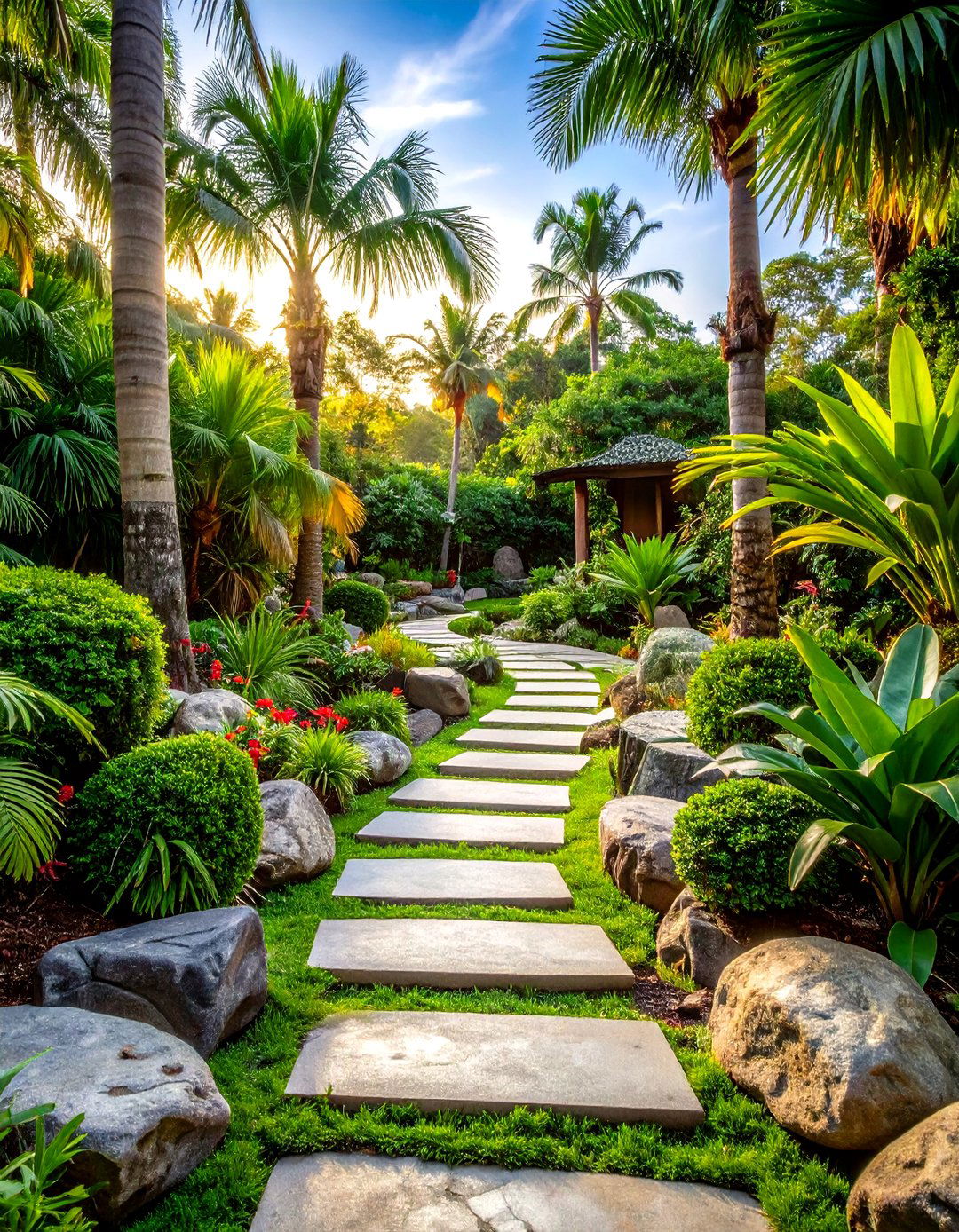 Stone and Plant Tropical Garden Balance Harmony - 20 Tropical Garden Ideas
