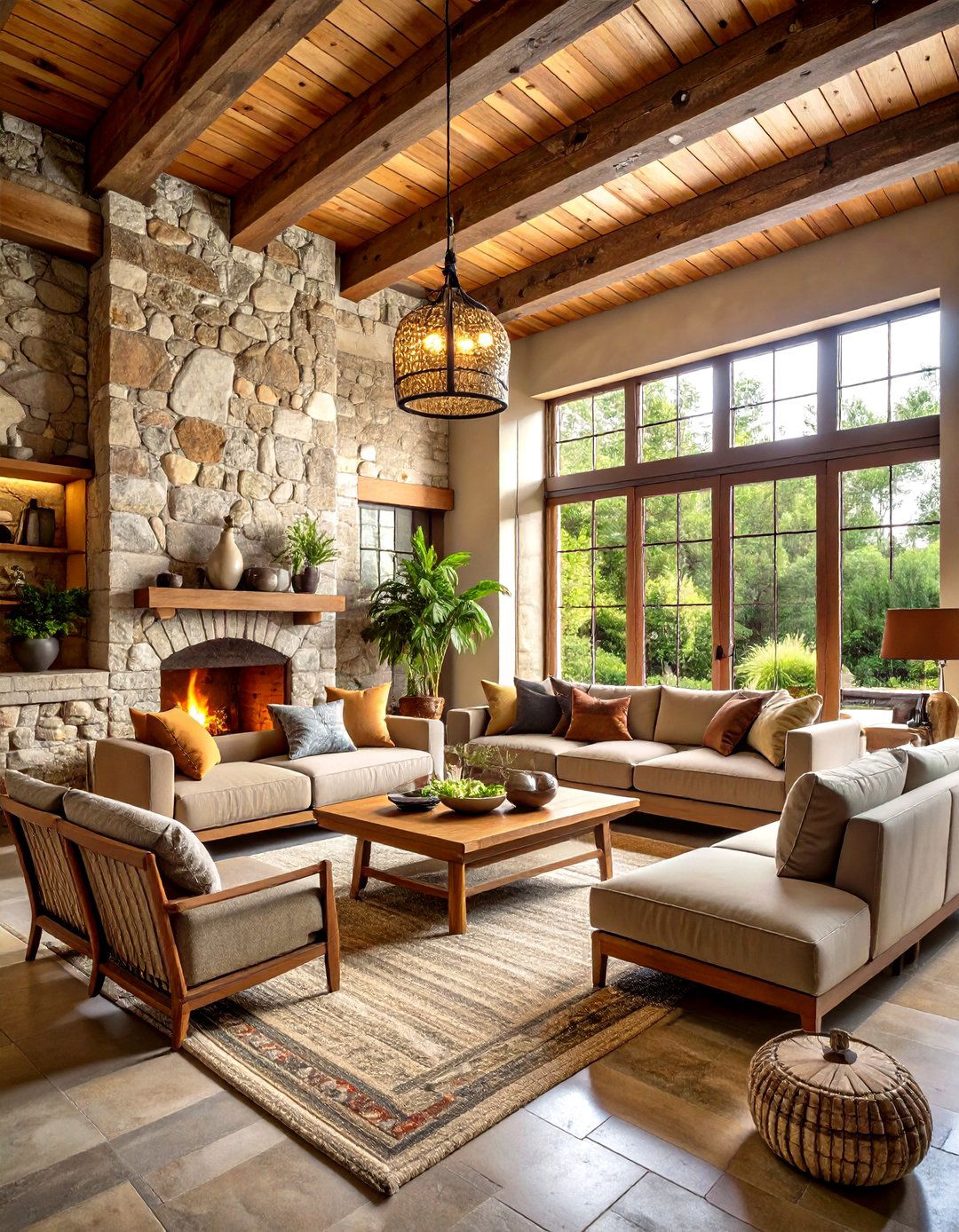 Stone and Plaster Mediterranean Living Room with Natural Textures - 20 Mediterranean Living Room Ideas
