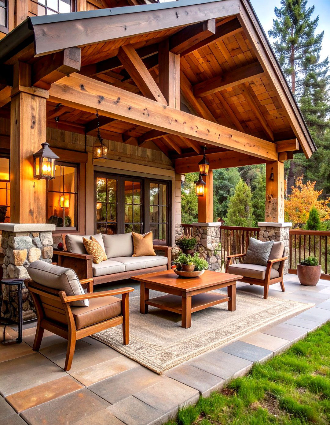 Stone and Timber Rustic Front Porch - 20 Rustic Front Porch Ideas