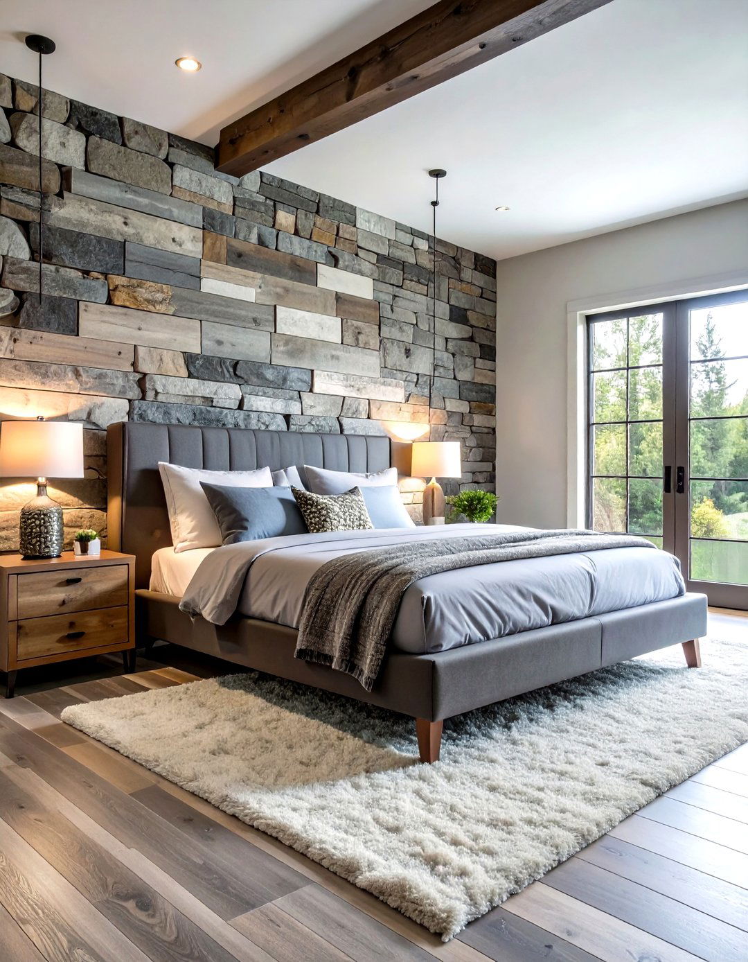 Stone and Wood Accent Walls - 20 Viking Bedroom Ideas
