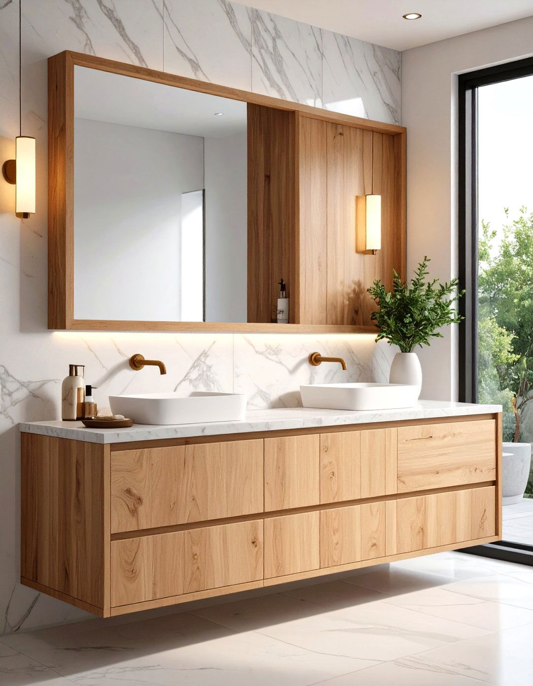 Stone and Wood Combination - 20 Stone Bathroom Ideas