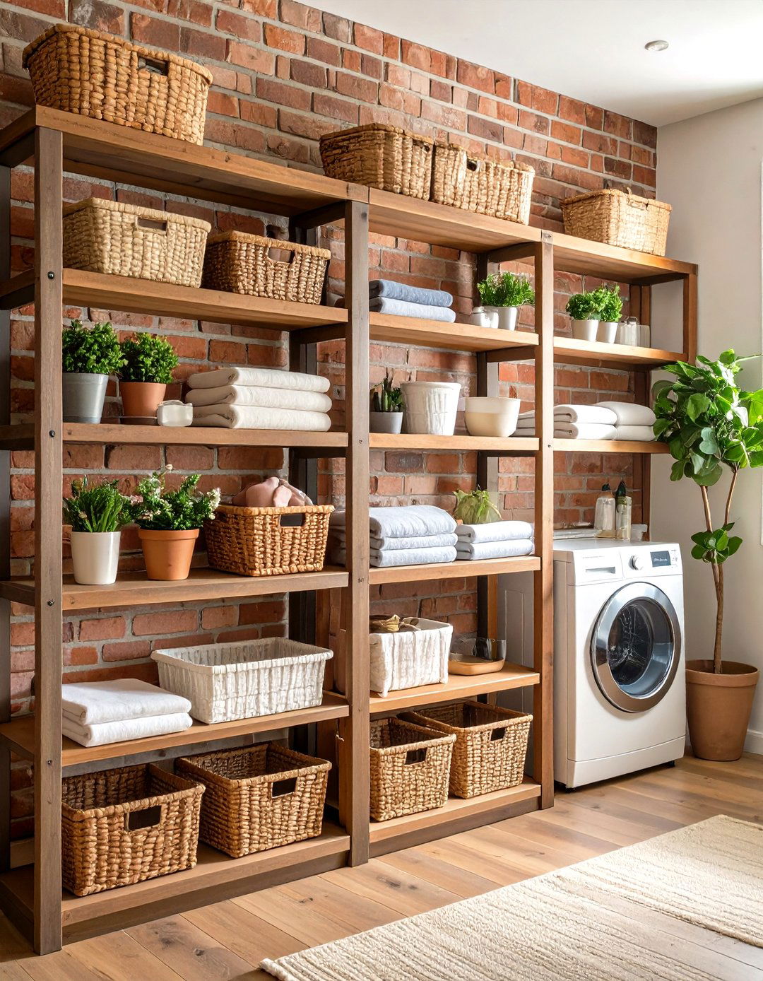 Stone or Brick Accent Features - 20 Farmhouse Laundry Room Ideas