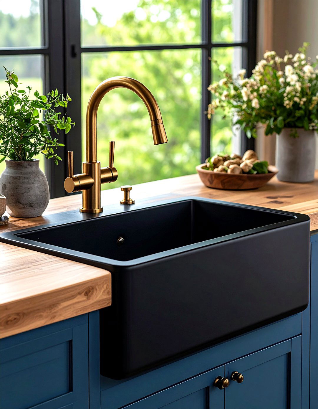 Stone or Composite Farmhouse Sinks Ground the Space - 20 Gothic Kitchen Ideas