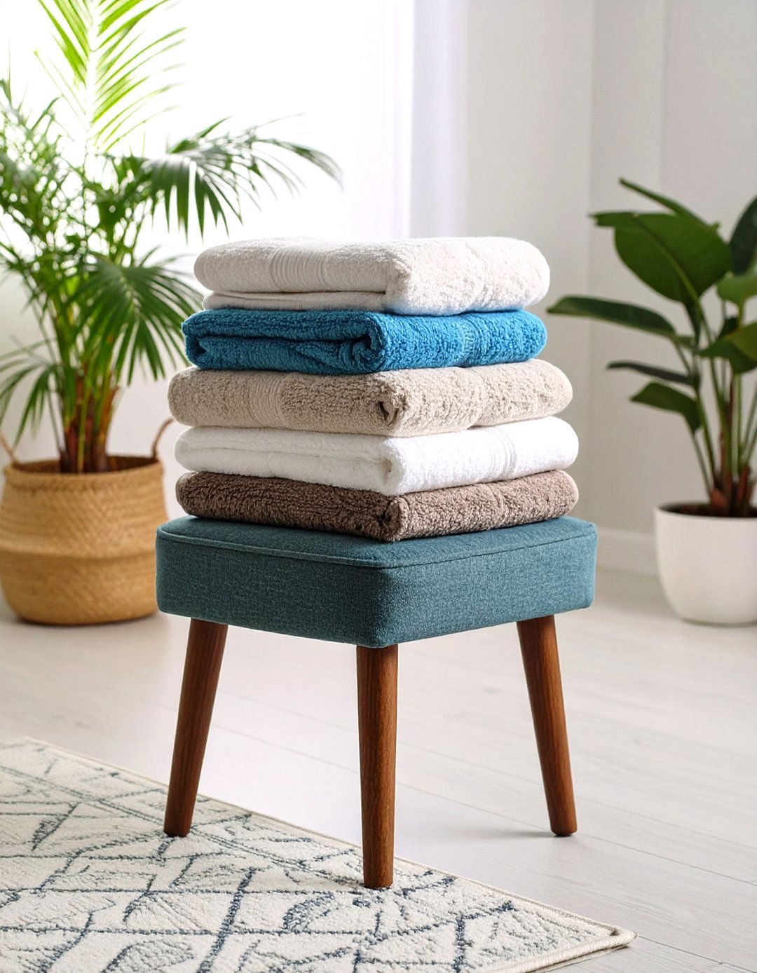 Stool or Chair Stack - 20 Towel Display Ideas