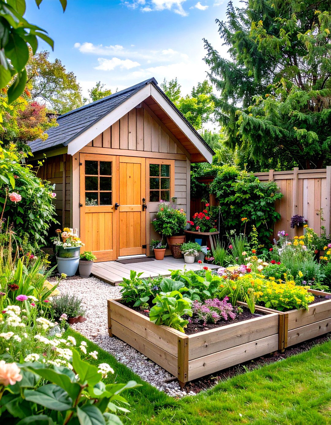 Storage Corner Garden with Functional Elements - 20 Corner Garden Ideas