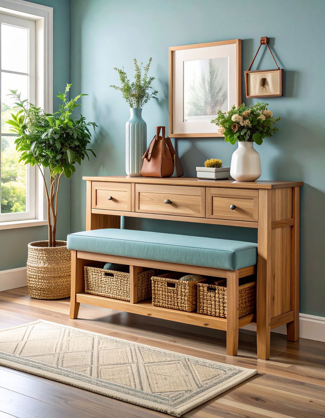 Storage Entryway Bench with Hidden Compartments - 20 Entryway Bench Ideas