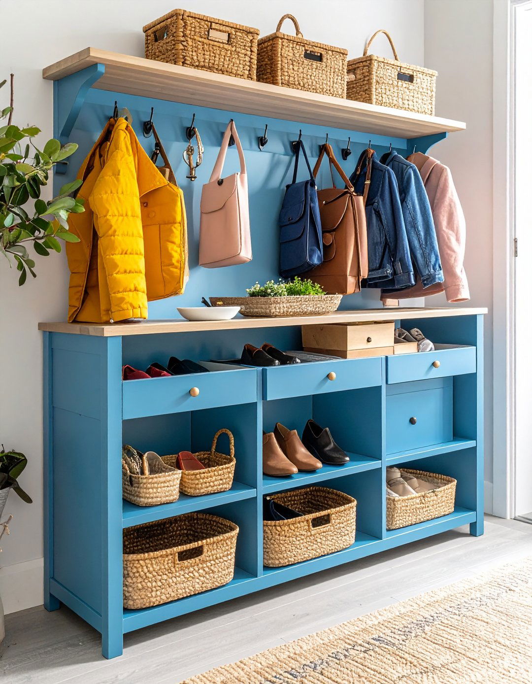 Storage First Functional Entryway Table Organization - 20 entryway table decor ideas