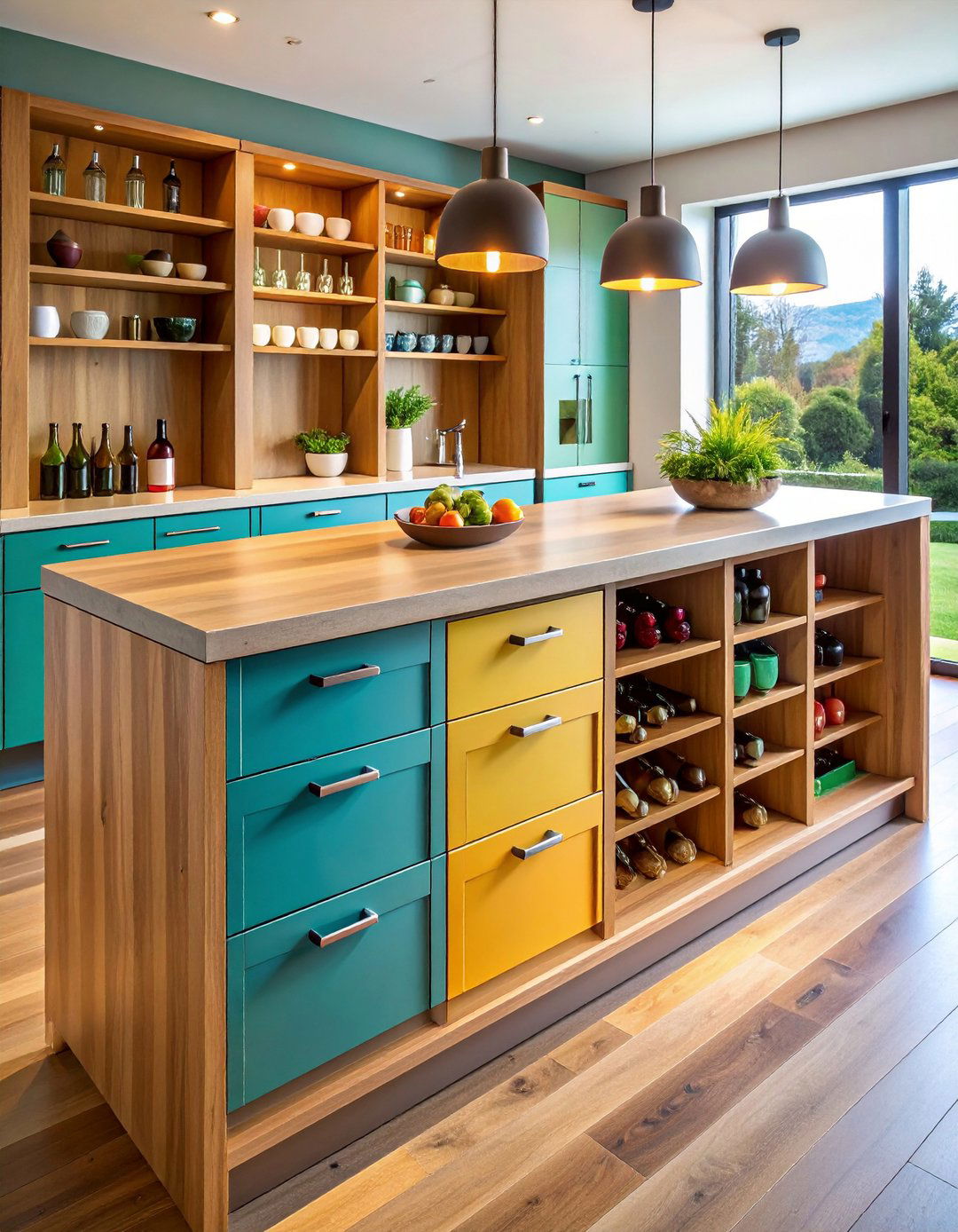Storage Rich Breakfast Bar with Hidden Drawers - 20 Breakfast Bar Ideas