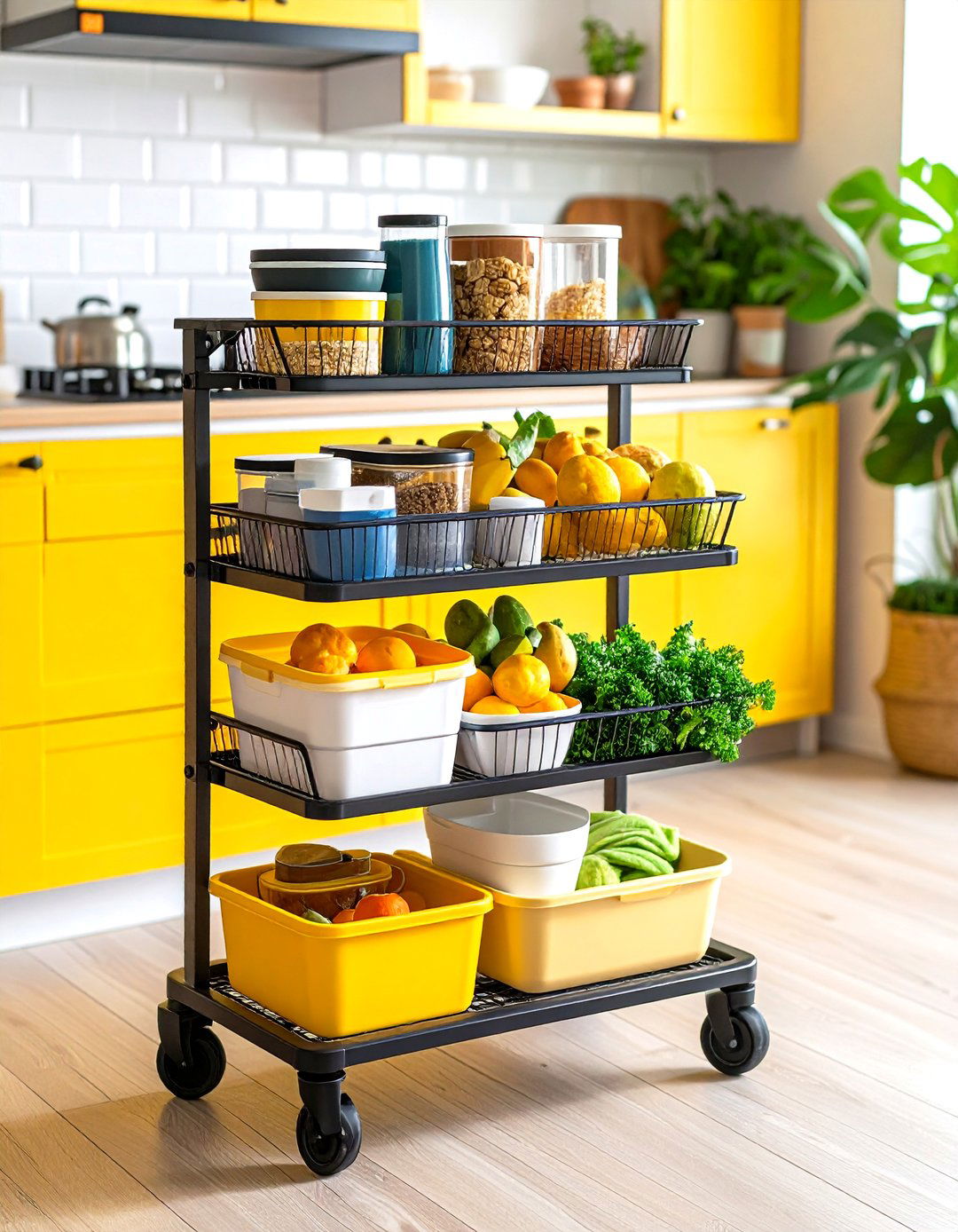 Store Containers in Pull Out Carts - 20 Tupperware Organization Ideas
