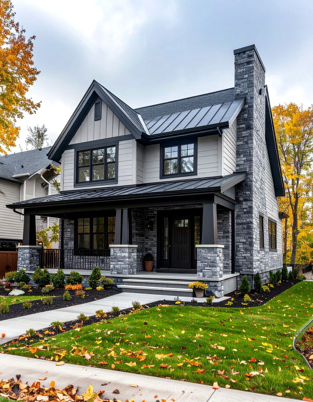 Stormy Grey Brick with Black Gutters - 20 Grey House With Black Trim