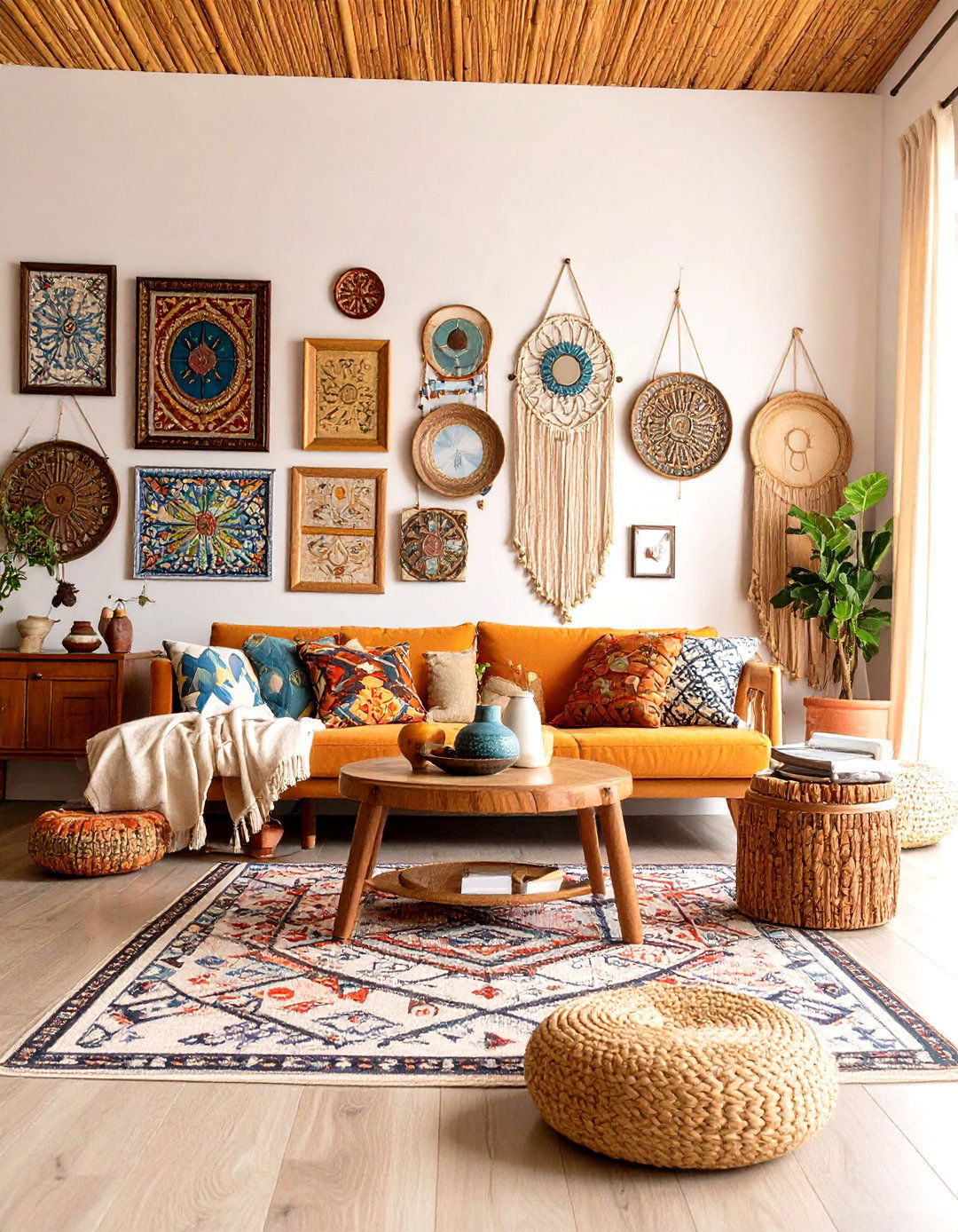 Story Rich Bohemian Gallery Walls - 20 Gypsy Bohemian Living Room Ideas