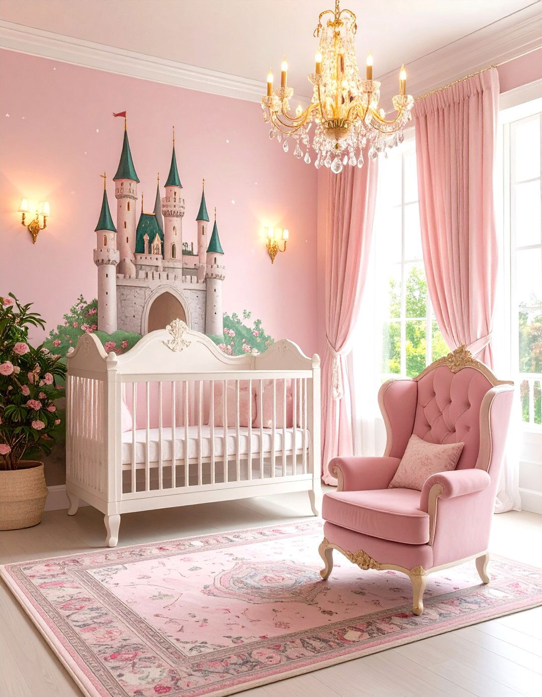 Storybook Castle Pink and Green Nursery - 20 Pink and Green Nursery Ideas
