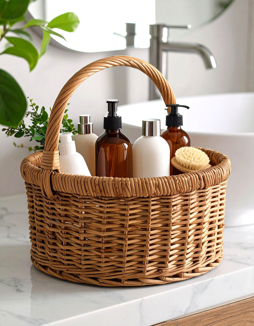 Stow Away Essentials in Wicker Bins - 20 Small Bathroom Storage Ideas