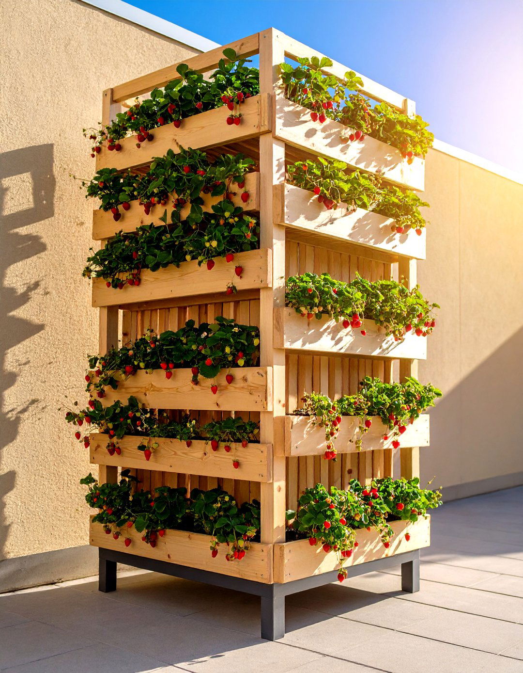 Strawberry Tower - 20 Vertical Pallet Garden Ideas