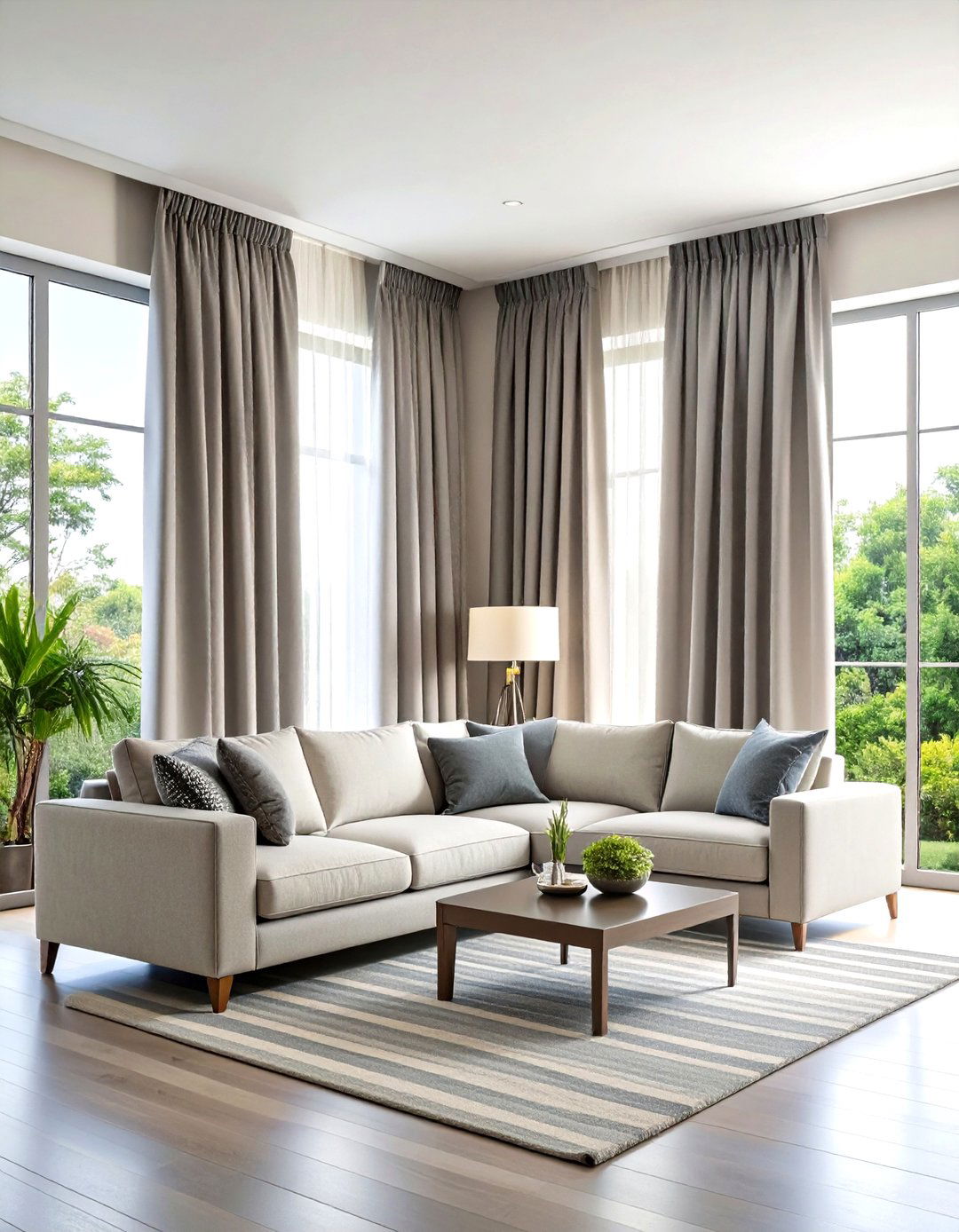 Striking Grey and White Striped Window Treatments - 20 Grey and White House Interior Design Ideas