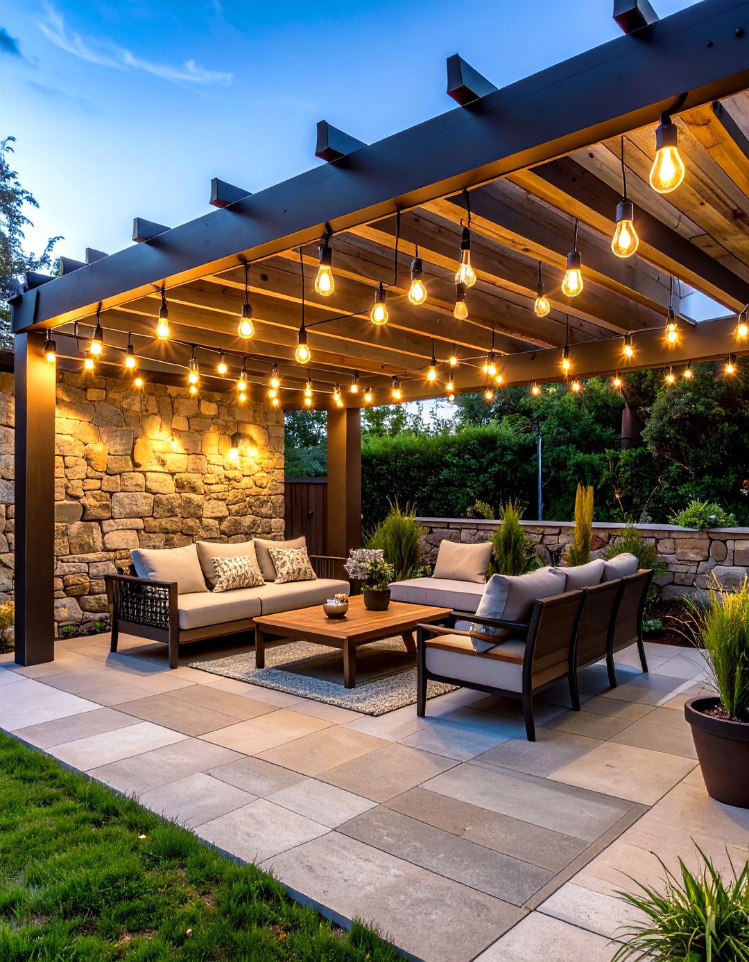 String Light Canopy Garden Lighting - 20 Garden Lighting Ideas