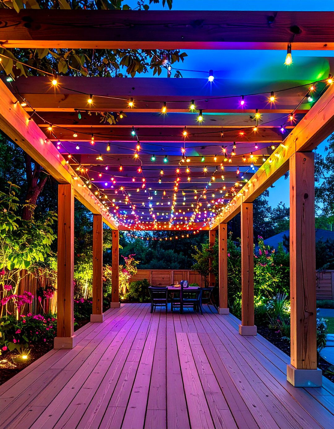 String Light Ceiling Pergola - 20 Front Porch Pergola Ideas