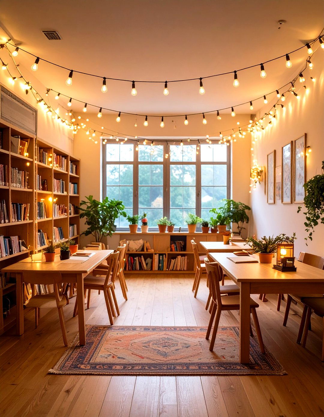 String Light Classroom Lighting for Cozy Atmosphere - 20 Classroom Lighting Ideas