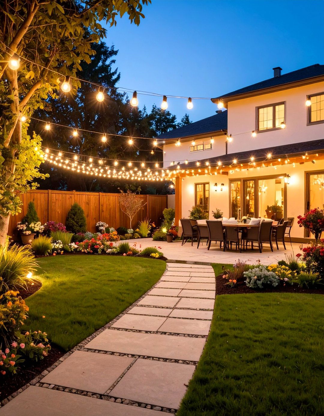 String Light Courtyard Ambiance - 20 Courtyard Ideas
