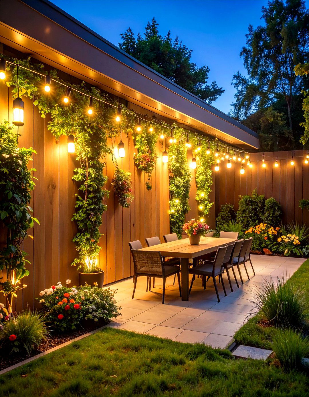 String Light Patio Wall Installations - 20 Patio Wall Ideas