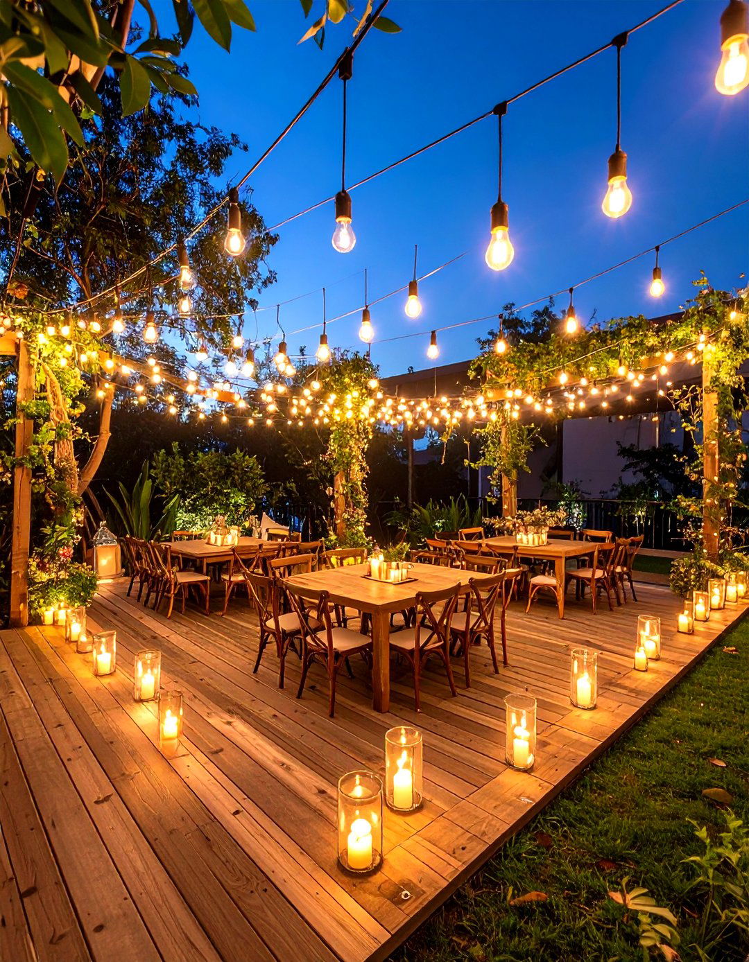 String Light and Edison Bulb Fall Wedding Decor - 20 Fall Wedding Décor Ideas