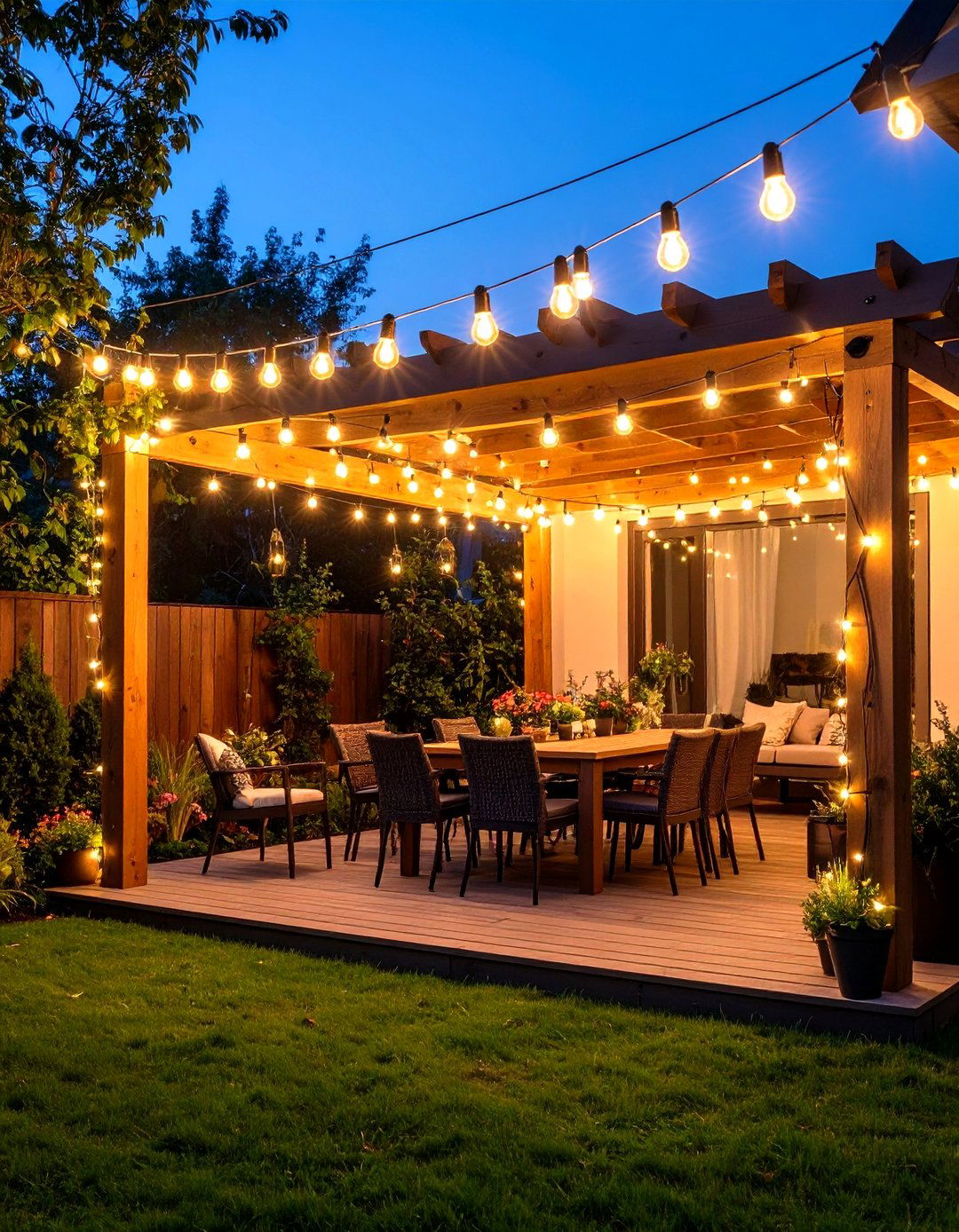 String Lighting Patio Decor Canopy - 20 Patio Decor Ideas