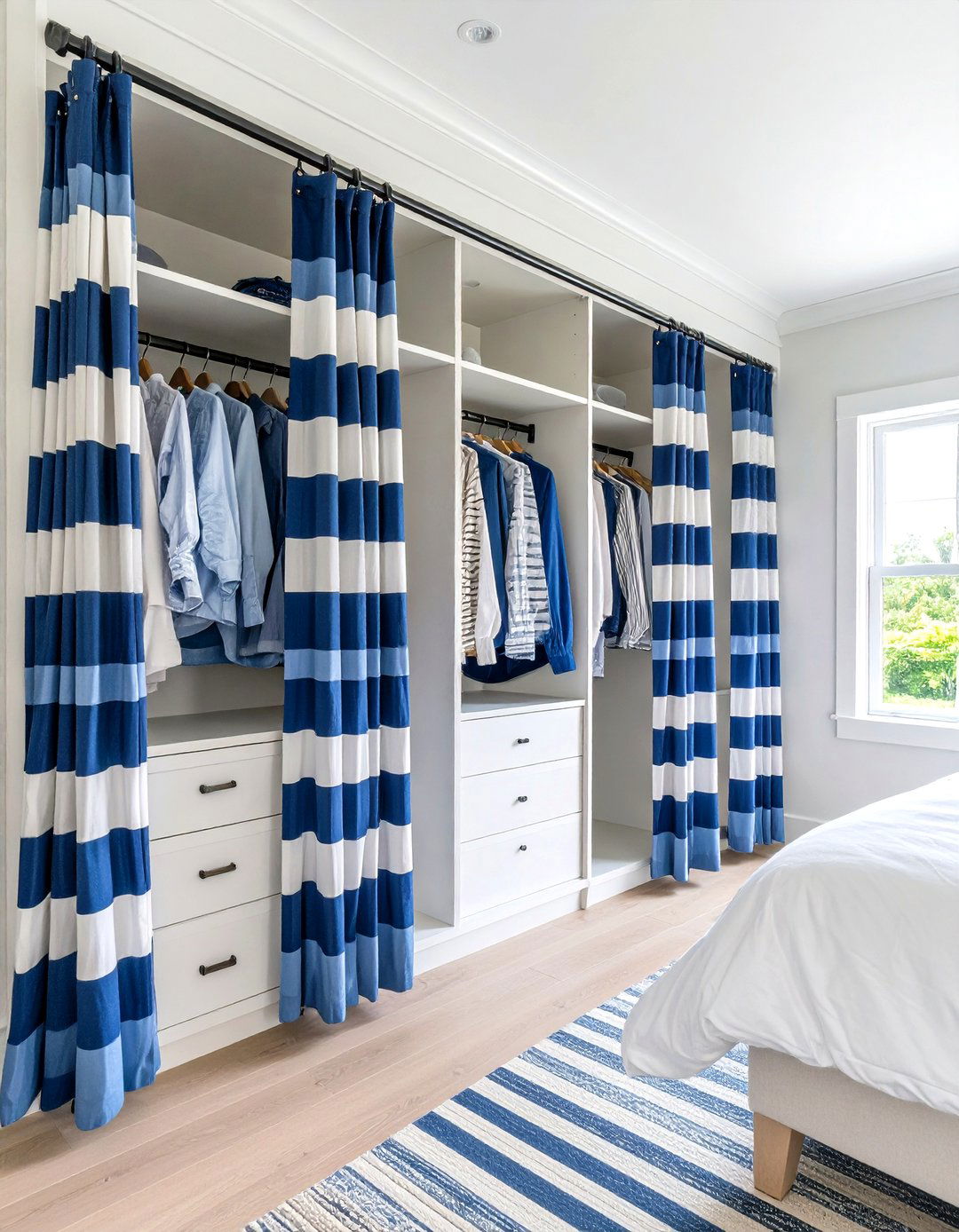 Striped Closet Curtain Nautical Style - 20 closet curtain ideas