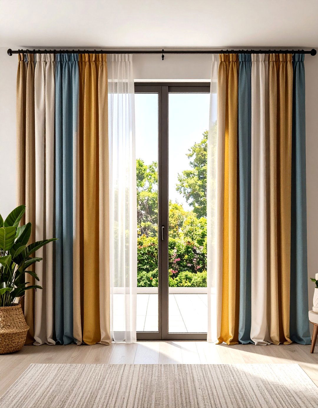 Striped Curtains - 20 Sliding Door Curtain Ideas